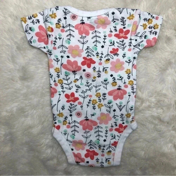 Gerber Onesie Diaper Shirt White  / Floral Size Newborn - Picture 9 of 16